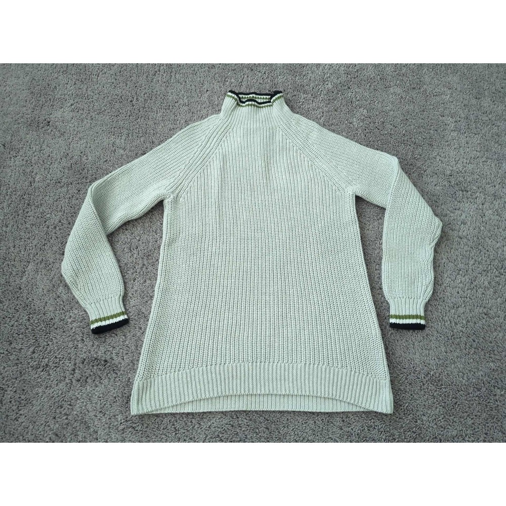 Style & Co Sweater Womens XL Light Gray Mock Neck Raglan Knit Tunic Stripe Cuff‎